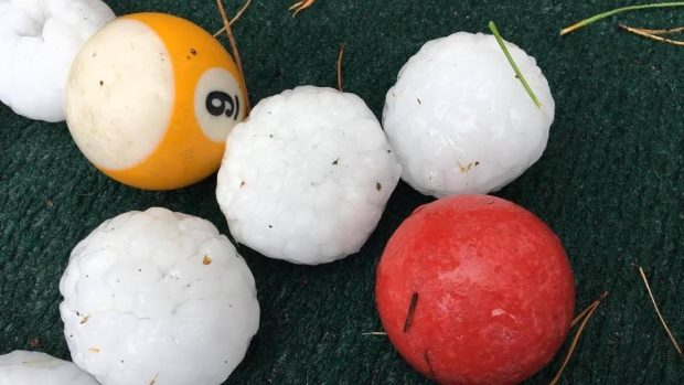 The community of Evansburg was battered with massive hail Sunday night.