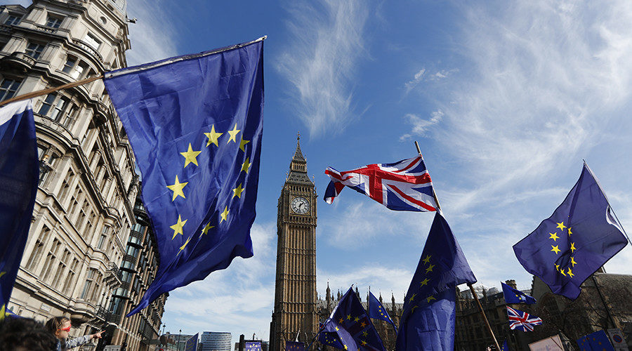 EU and British flags in London
