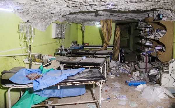 Click to enlarge A picture taken on April 4, 2017 shows destruction at a hospital room in Khan Sheikhoun in the northwestern Syrian Idlib province, following a suspected toxic gas attack