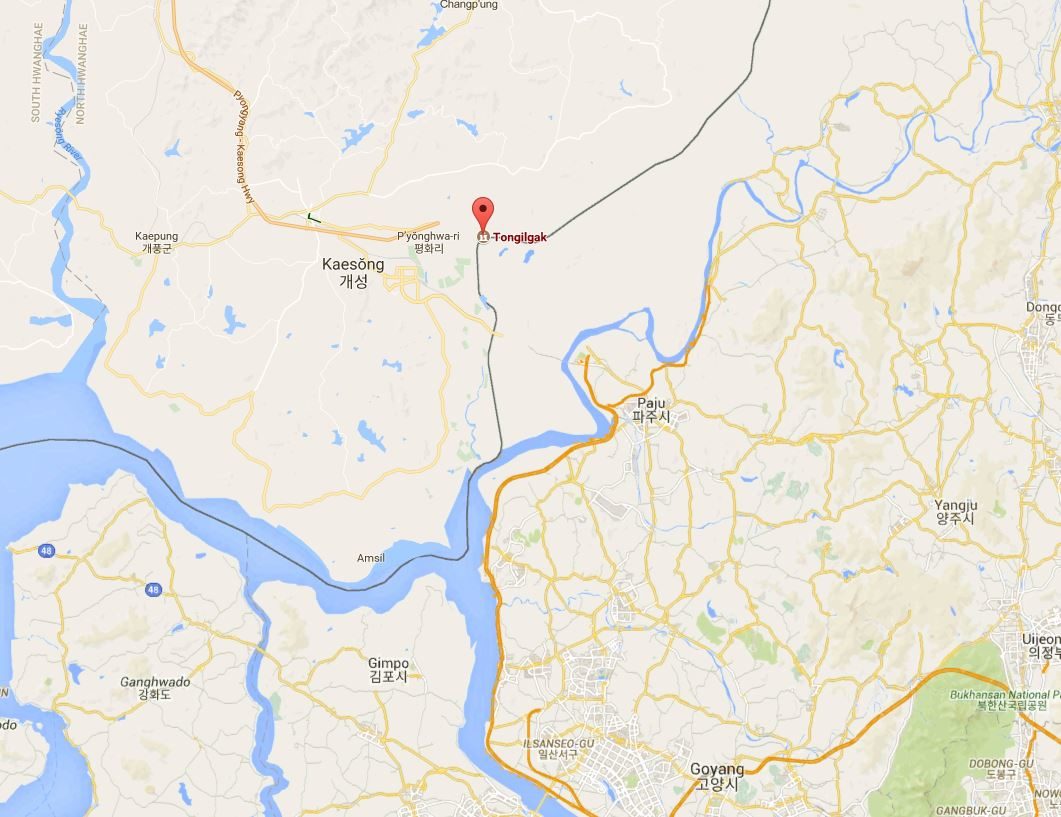 Click to enlarge Tongilgak North Korea map