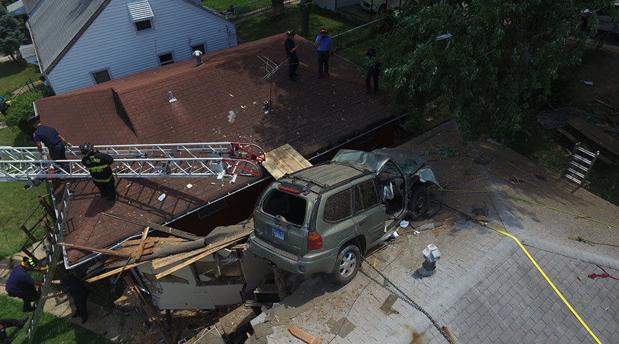 SUV on roof