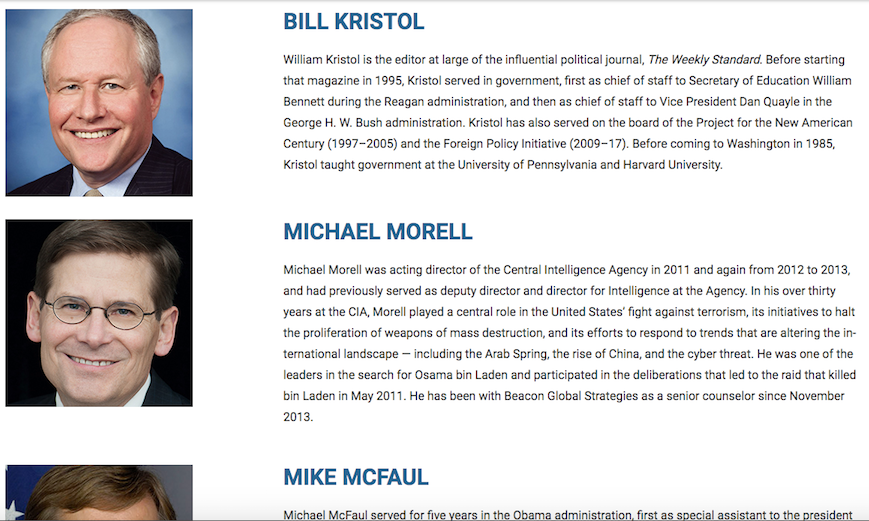 Bill Kristol bio, Michael Morell bio
