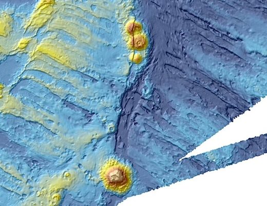 Click to enlarge Faulted volcano