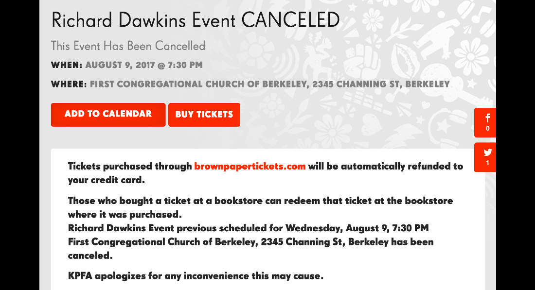 Richard Dawkins cancelled