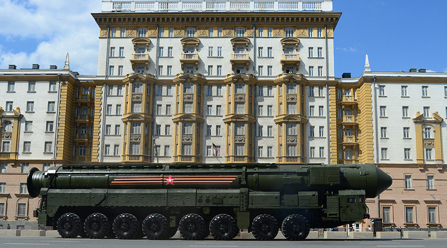 A Yars guided missile system during the final rehearsal of the military parade