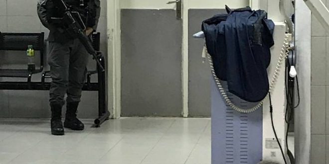 Israeli soldier in Makassed Hospital.