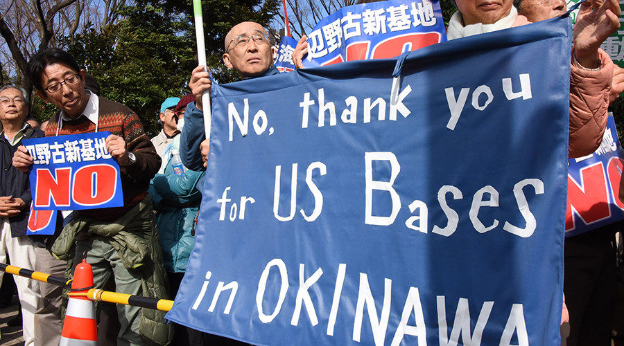 Okinawa US Japan military base protest