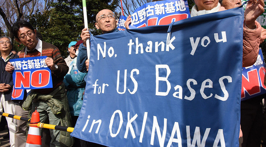 Click to enlarge Okinawa US Japan military base protest