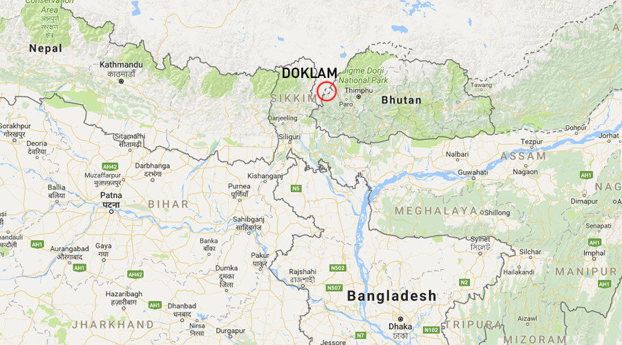 Himalayas Doklam China India border map