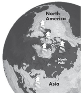 Direction of the 5 cometary fragments that triggered the Younger Dryas