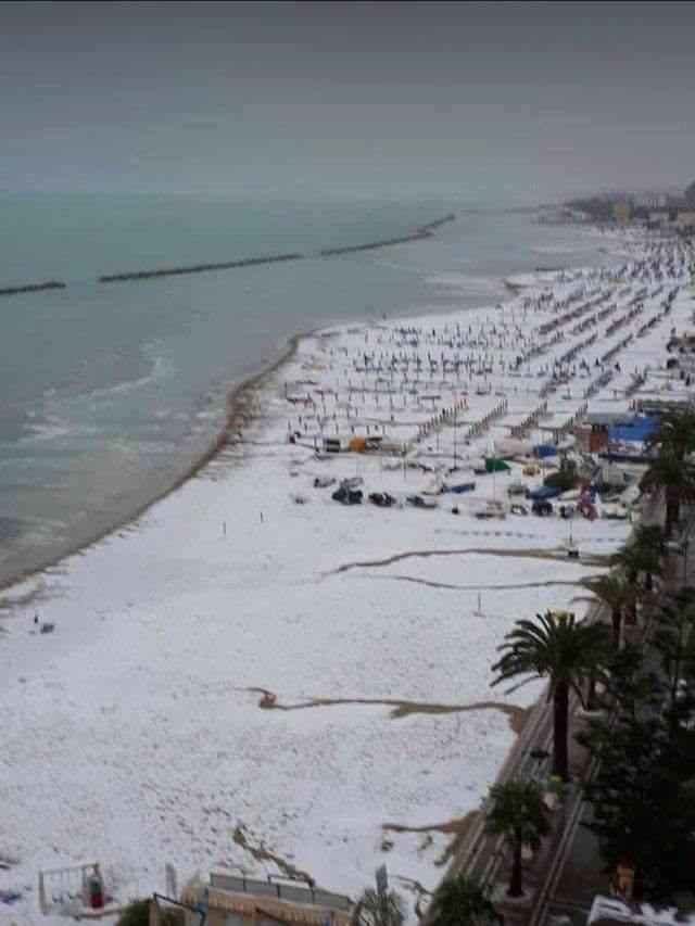 freak hailstorm hit Grottammare, Italy