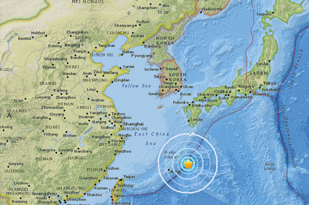 Click to enlarge An earthquake has struck in the Pacific, off the coast of Japan