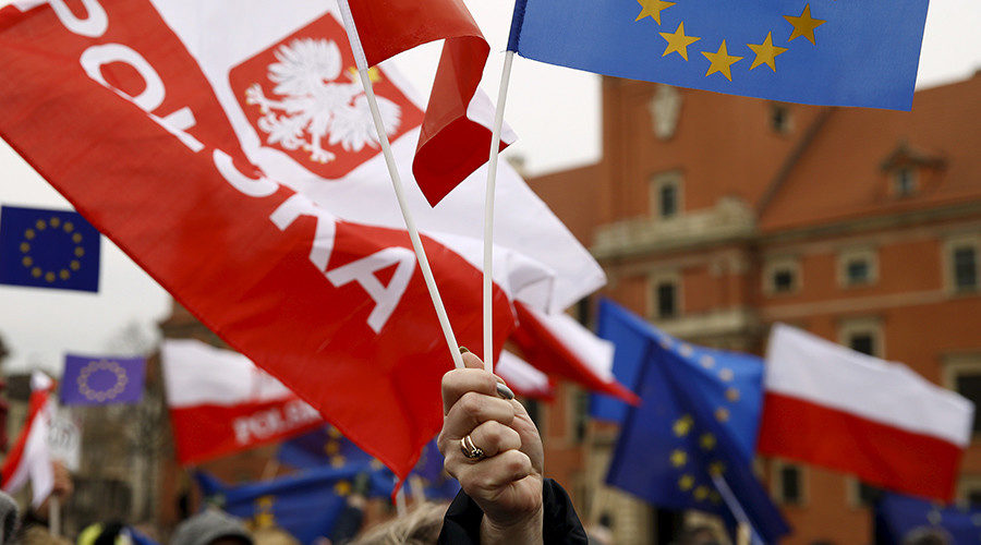 Click to enlarge Polish and EU flags