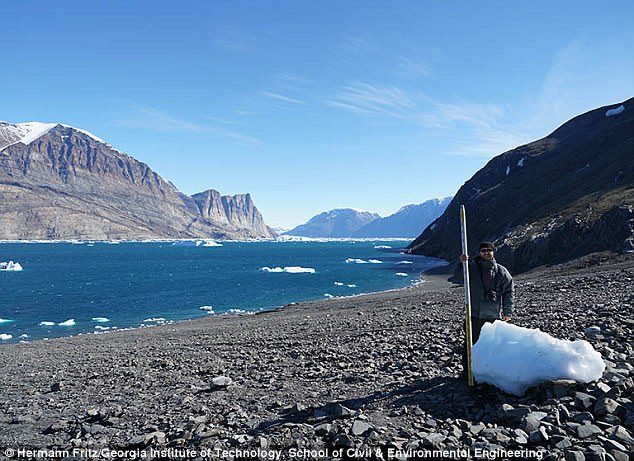 Click to enlarge The waves sent huge icebergs hurtling ashore – but, the researchers say these are already shrinking. The team is hoping to study this debris to find out more about the full extent of the disaster