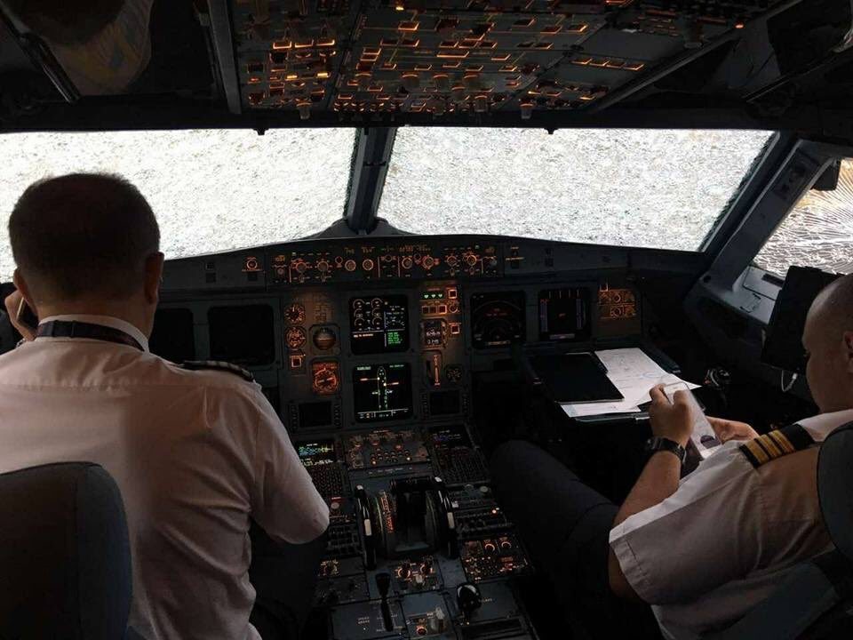 Damaged airplane