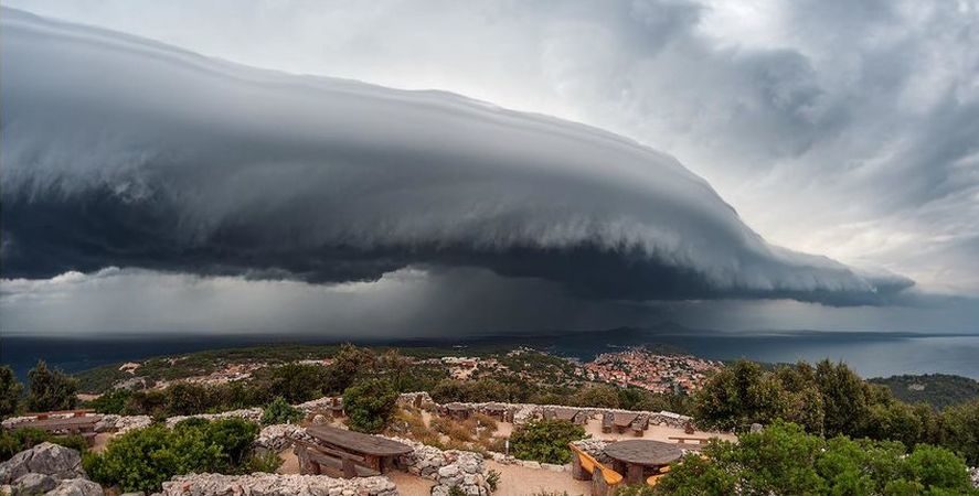 shelf cloud over the island of Losinj, Croatia