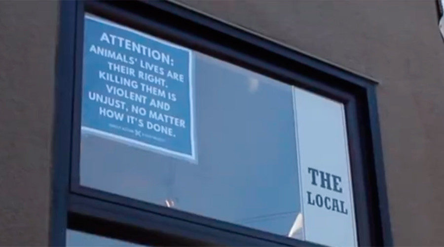 Click to enlarge animal rights sign butcher shop