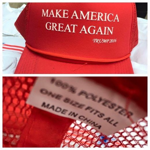 Click to enlarge Trump hat made in China