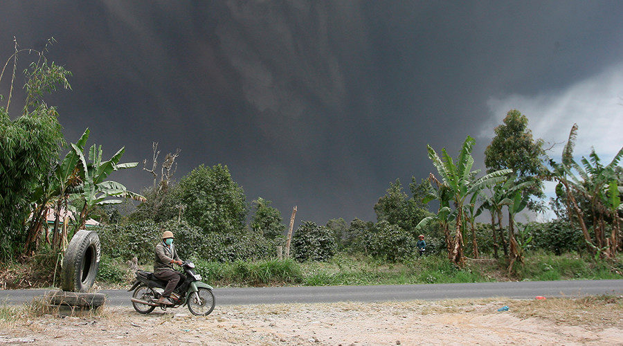 Mount Sinabung erupts volcano