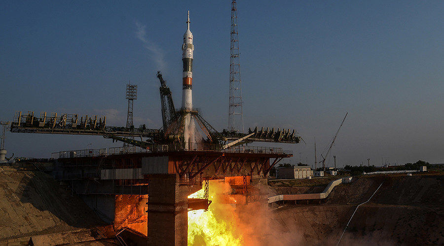 Click to enlarge Launch of Soyuz-FG launch vehicle carrying Soyuz-MS spacecraft from Baikonur Cosmodrome