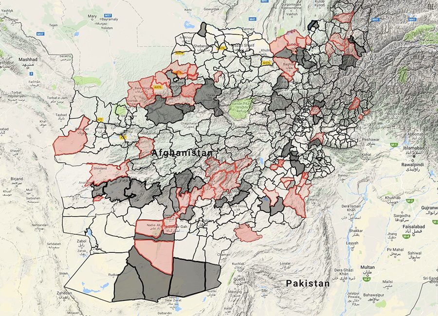 Taliban-controlled areas of Afghanistan map