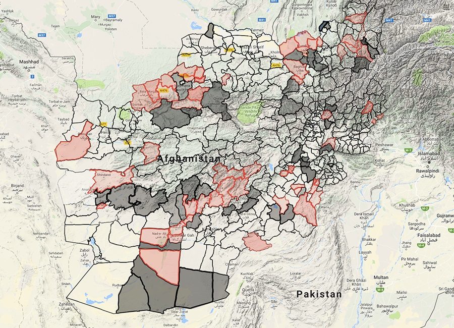 Click to enlarge Taliban-controlled areas of Afghanistan map