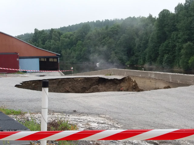 Sinkhole Domsjö factory Örnsköldsvik Sweden