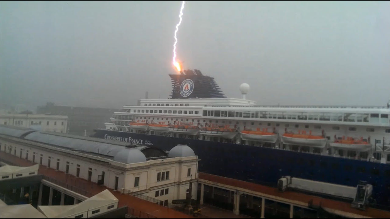 ship hit by lightning