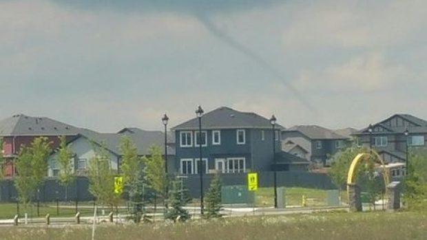 A funnel cloud spotted in Leduc on Saturday.