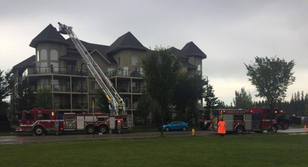 Fire crews were called to a building off Rutherford Road after reports of a fire caused by a lightning strike.