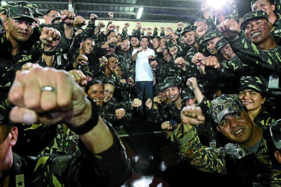 Duterte with army