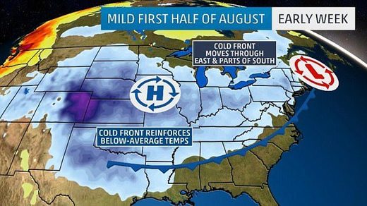 Click to enlarge US August 2017 weather forecast