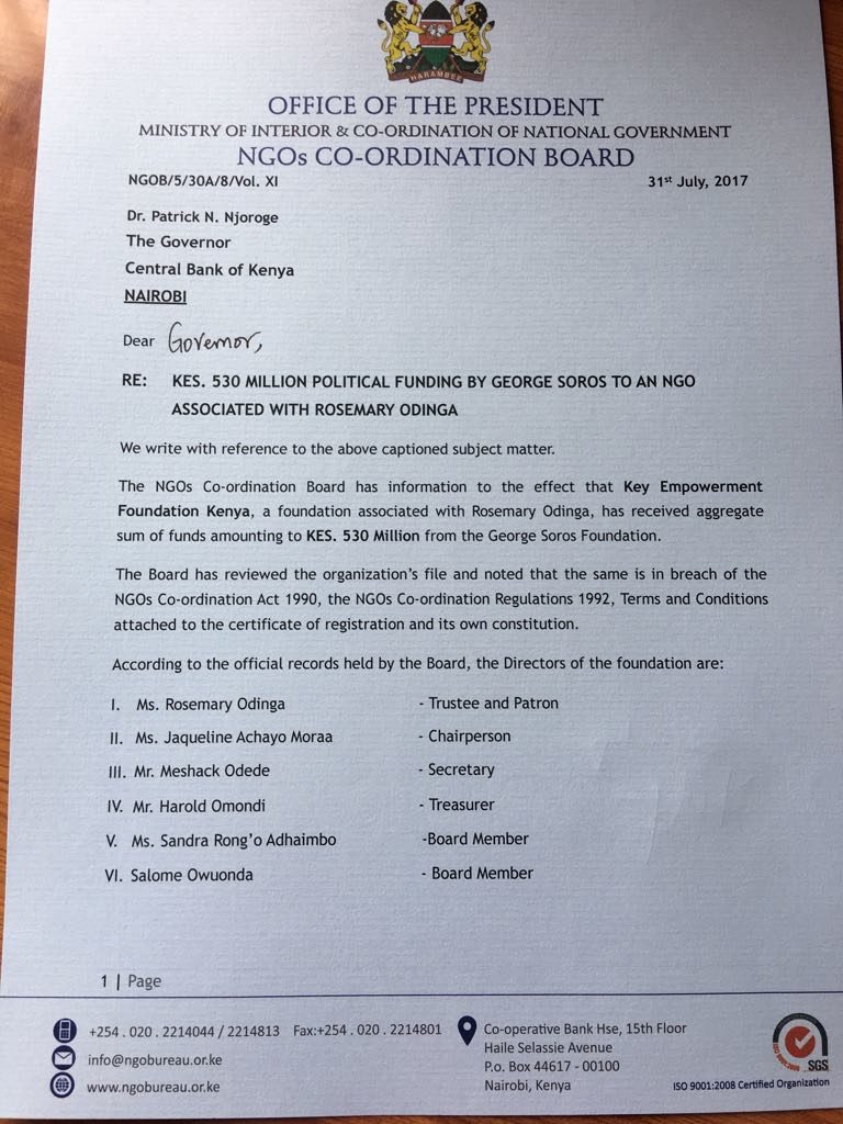 odinga Soros kenya