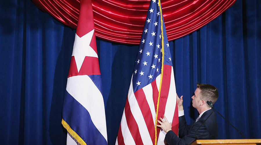 Cuban and American flags