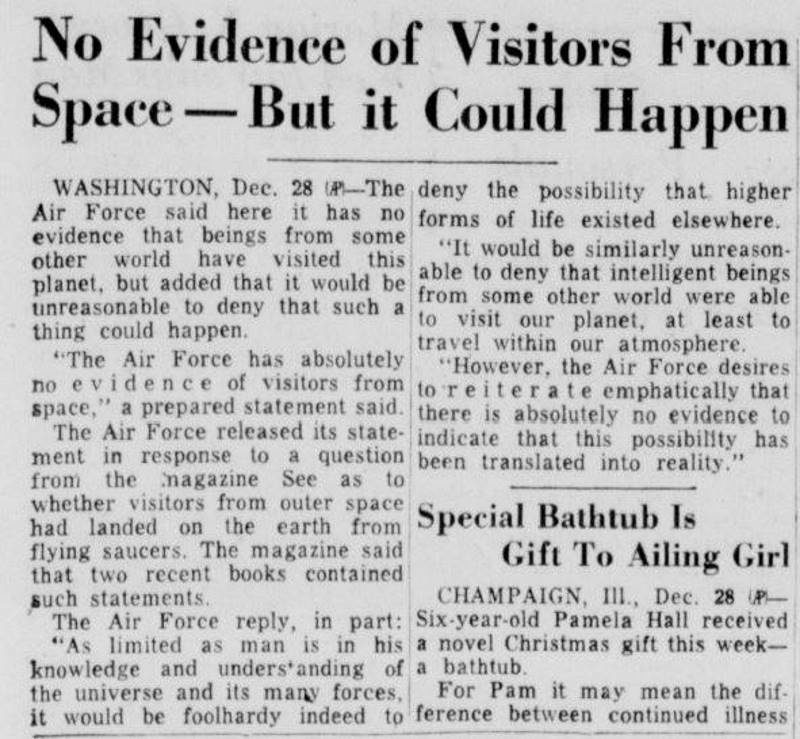 Click to enlarge UFO newspaper clipping