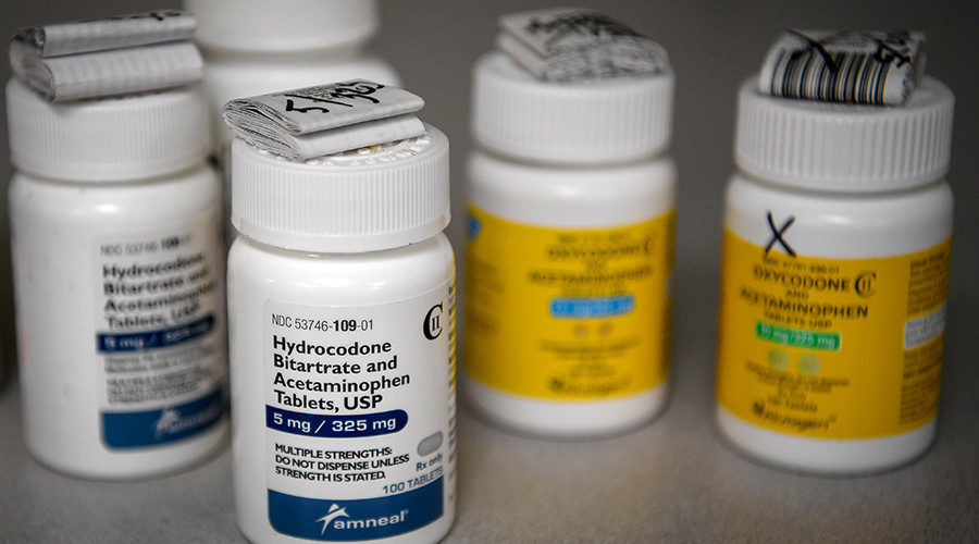 Bottles of several opioid based medication at a pharmacy in Portsmouth, Ohio