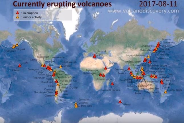 Currently erupting volcanoes