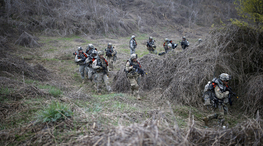 U.S. army soldiers take part in U.S.-South Korea joint river-crossing exercise near demilitarized zone separating two Koreas in Yeoncheon