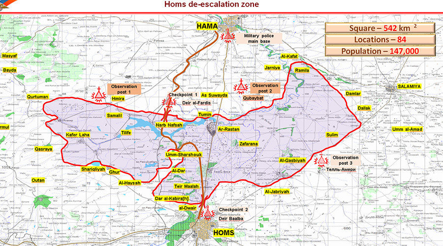 Click to enlarge map of Homs de-escalation zones