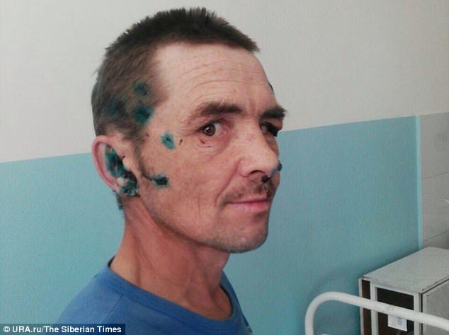 Click to enlarge The ten minute duel, in the Sverdlovsk region, in central Russia, left unarmed Alexander Lopukhin, 44, 'convinced he would die'