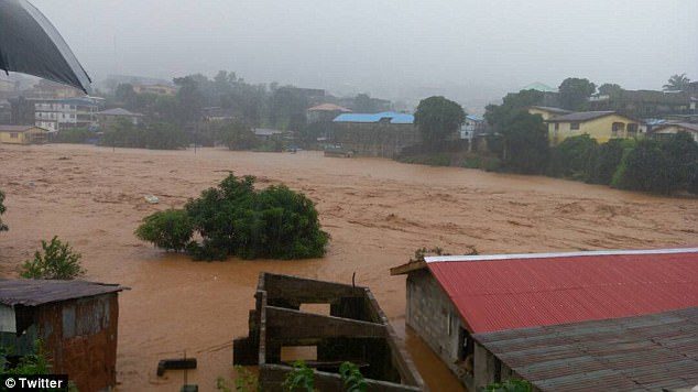Click to enlarge Homes were swept away in Regent, in the outskirts of Freetown, while roads turned into rampaging rivers as the mudslide struck