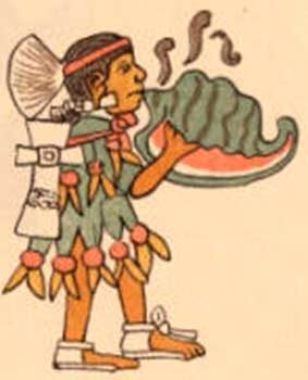 Aztec consch shell trumpeter