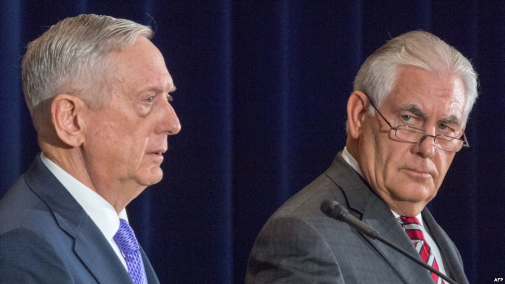 Jim Mattis (left) and U.S. Secretary of State Rex Tillerson