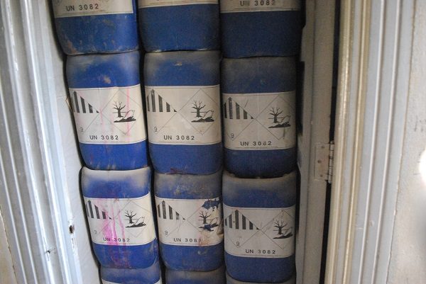 Canisters found at a terrorist chemical weapons factory in Aleppo