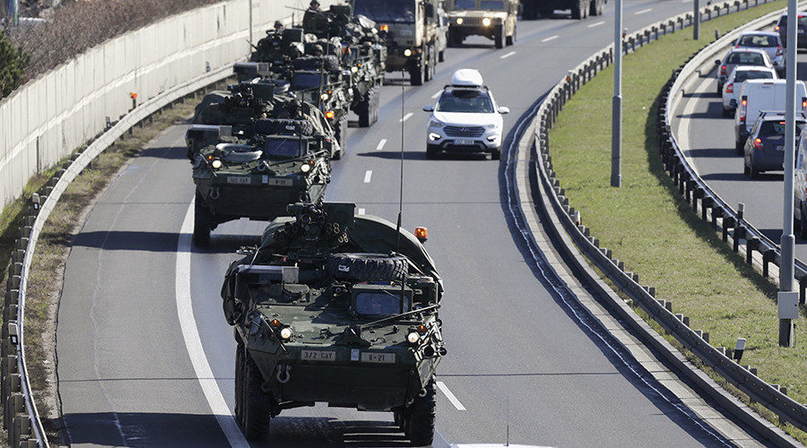 NATO trucks on highway