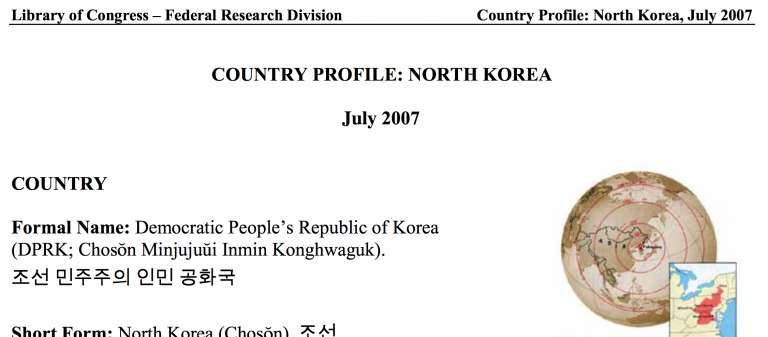 Library of Congress N. Korea profile