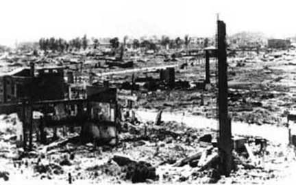 Pyongyang capital of North Korea, in 1953, almost entirely destroyed by U.S. bombing during the Korean War.