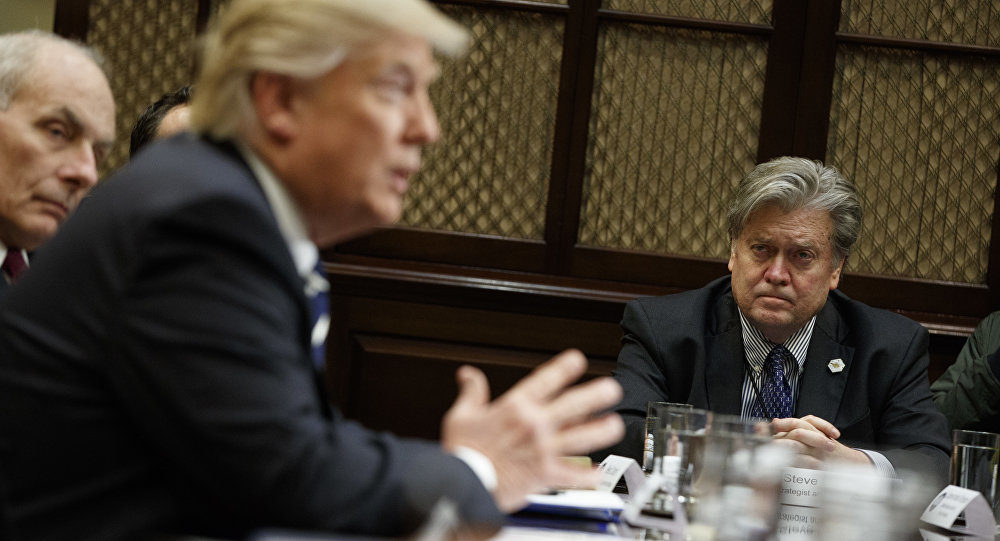 Click to enlarge Donald Trump and Steve Bannon