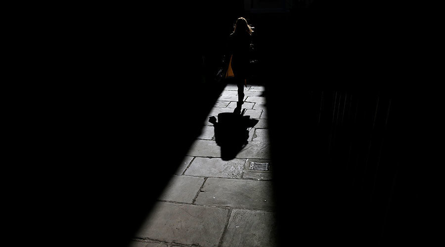 woman running in dark