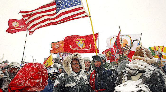 Sioux and flags